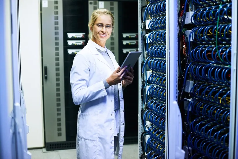 A female employee from ITAdOn checking Data Center
