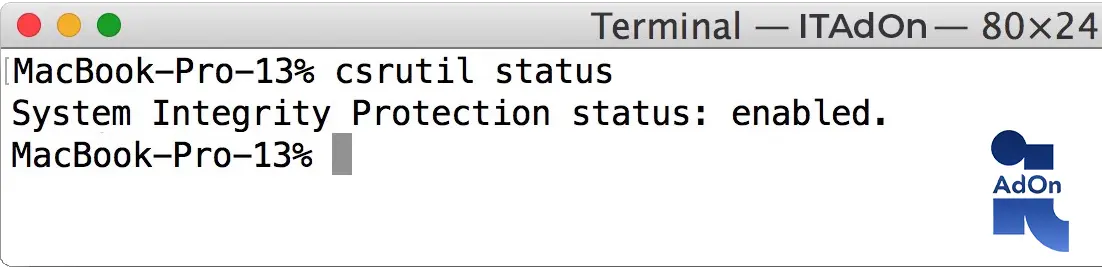 a terminal which shows how to check if SIP is enabled or not